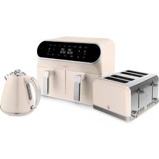 Swan Retro 4 Slice Toaster Cordless Kettle Dual Air Fryer Bundle