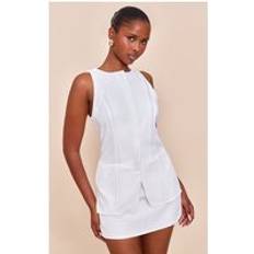 White Jumpsuits & Overalls PrettyLittleThing Tailored Woven Sleeveless Playsuit - White