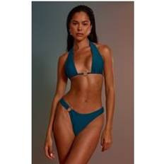 PrettyLittleThing Teal Gold Ring Tanga Bikini Bottom - Blue