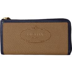 Prada Plånböcker Prada Lyxig Läder Zip Plånbok Med Jacquard Logo - Brown
