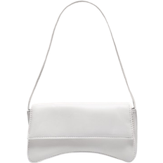 PU Flap Over Baguette Shoulder Bag - White
