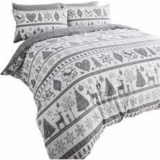 Portfolio Home Noel Xmas Snowflake Påslakan Vit, Grå (200x135cm)