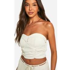 Bandelettes boohoo Womens Ruched Cup Detail Bandeau - Cream