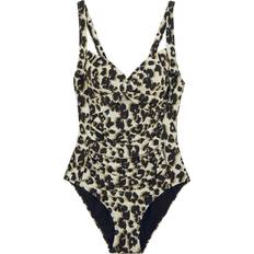 Beige - Women Swimsuits Regatta Sakari Leopard Print Tummy Control Swimsuit - Natural