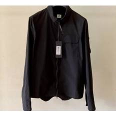 Long Sleeve Zip Up Lens Overshirt - Black