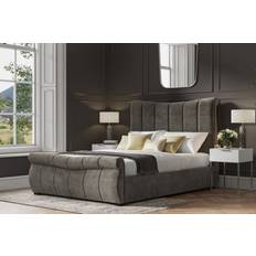 210cm Frame Beds Emporia Mid Grey Velvet King Ottoman Frame Bed