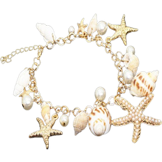 Metal - Unisex Bracelets Shein Starfish & Shell Decor Bracelet