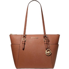 Michael Kors Charlotte Large Saffiano Leather Top Zip Tote Bag - Luggage