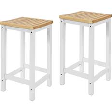 SoBuy Breakfast White/Natural Barhocker 61cm 2Stk.