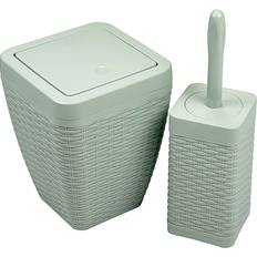 Addis Rattan Sage Toilet Brush & Bin Set