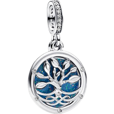 Pandora Glow In The Dark Infinity Tree Double Dangle Charm - Silver/Blue/Transparent