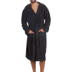 Metzuyan Mens Terry Toweling Hooded Dressing Gown - Grey