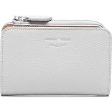 Leather Wallet with Logo Print - Pearl