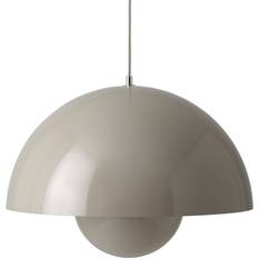 &Tradition Flowerpot VP2 Grey/Beige Glossy Pendant Lamp ∅ 50cm
