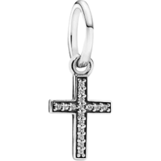 Pandora Sparkling Cross Dangle Charm - Silver/Transparent
