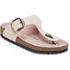 Birkenstock Big Buckle Natural Leather Patent High-Shine Light Rose Thong Sandals