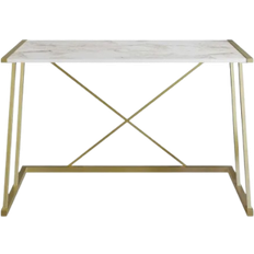 Metal - White Writing Desks Decorotika Anemon White Marble/Gold Writing Desk 60x120cm