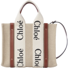 Totes & Shopping Bags Chloé Small Woody Tote Bag - White/Brown