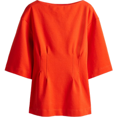 H&M T-shirt with Defined Waist - Bright Red