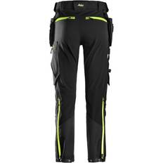Snickers Workwear 6940 FlexiWork Soft Stretch Holster Pocket Trousers - Black/Neon Yellow