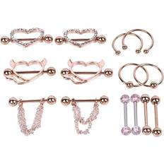 Piercingar Neoglint Stainless Steel Nipple Ring Heart Shaped Rose Gold Cool Safe Tongue Ring - Gold