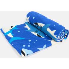 OHS Shark Under Sea Print Beach - Royal Bath Towel Blue (152x71cm)