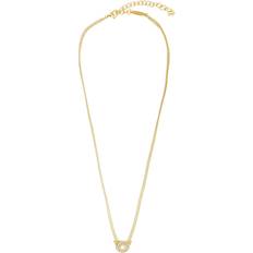 Ferragamo Women Gancini Necklace Pendant Crystal - Gold