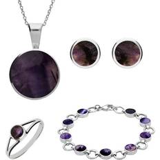 Jewellery Sets C W Sellors John Round Four Piece Set - Sterling Silver Blue