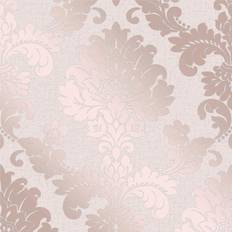 Fine Decor Quartz Damask Textured Wallpaper 10m x 52cm Rose Gold