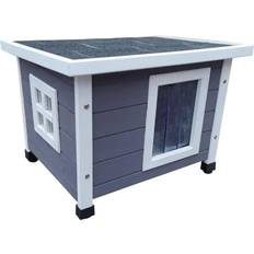 Outdoor Cat House XL Grey and White