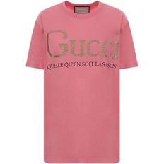 Gucci Women T-shirts Gucci Bronzing Alphabet Short Sleeve T-Shirt - Pink
