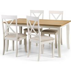 Oaks Dining Sets Julian Bowen Davenport Rectangular Off White Dining Set 90x150cm 5pcs