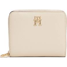 Geldbörsen & Schlüsseletuis Tommy Hilfiger Brieftasche Leder Optik Druckknopf Th Monogramm Emblem - Écru