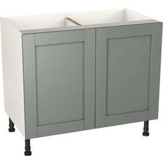 Kitchen Base Cabinets GoodHome Alpinia Matt Green Wood Effect Base Kitchen Cabinet