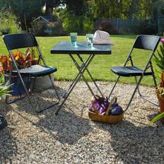 Garden Gear Rattan Effect Folding Bistro Set, Table incl. 2 Chairs
