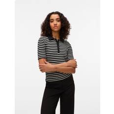Vero Moda Dame Polotrøjer Vero Moda Vmsia Polo Kortærmet T-shirt - Sand/Sort