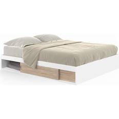 Lits IDMarket de Double Salem 140 x 190 cm Blanc Lit avec Cadre