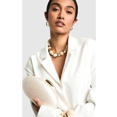 boohoo Marble Acrylic Oval Clutch Bag - White