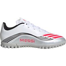 Adidas Syntet Fotbollsskor adidas F50 Messi Club TF Junior Turf Soccer Cleat - White/Lucid Red/Silver Metallic