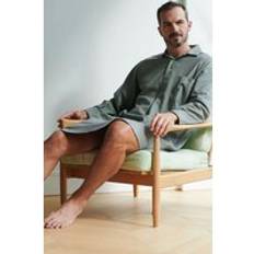 Green Nightgowns British Boxers Herringbone Brushed Cotton Nightshirt - Pale Green