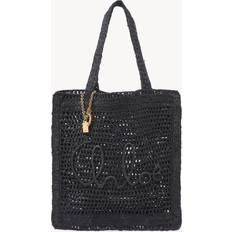 Chloe Uld Raffia Logo Motif Tote Bag - Sort