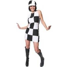 I Love Fancy Dress Black White 60s Chequered Costume XXLarge