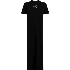 Calvin Klein Ribbed Cotton Maxi T-shirt Dress - Black