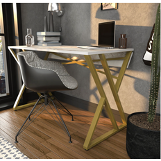 Metal - White Writing Desks Decorotika Gyza Modern White Writing Desk 120x60cm