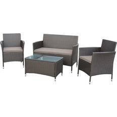 Synthetic Rattan Outdoor Lounge Sets B&Q Derry Matt Outdoor Lounge Set, 1 Table incl. 2 Chairs & 1 Sofas