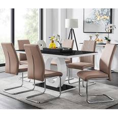 Brown - Leathers Tables Furniturebox Lucia Fontant Brown Dining Set 160x90cm 7pcs
