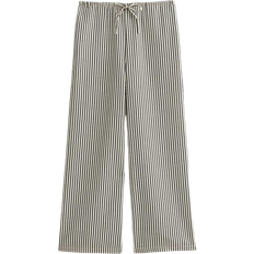 New Look Crinkle Textured Striped Wide Leg Trousers - Black