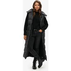Chalecos Superdry Chaleco Largo Capucha Ripstop Casual - Negro