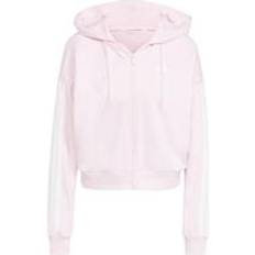 Rosa Tröjor adidas Essentials 3-Stripes French Terry Full-Zip Hoodie - Pink/White
