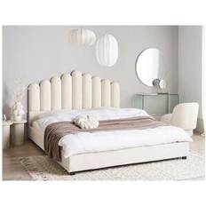 Letti con Struttura Beliani Matrimoniale Velluto Bianco Sporco 180 x 200 cm Letto con Struttura
